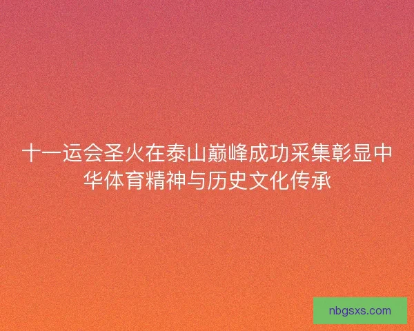 十一运会圣火在泰山巅峰成功采集彰显中华体育精神与历史文化传承