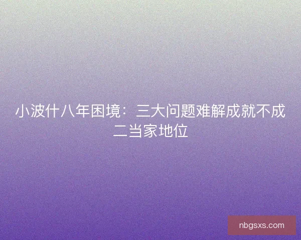 小波什八年困境：三大问题难解成就不成二当家地位